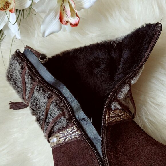 Brown Real Fur Suede Side Zipper Winter Boots (38 EU) - Picture 10 of 16